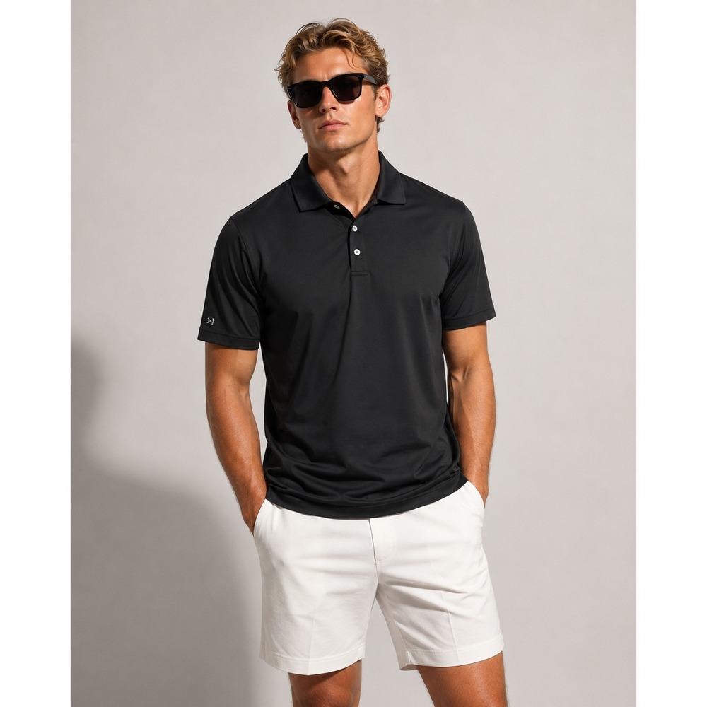 Antigua Mens Performance Polo Shirt Black Large The Legacy Golf Short‎ Sleeve